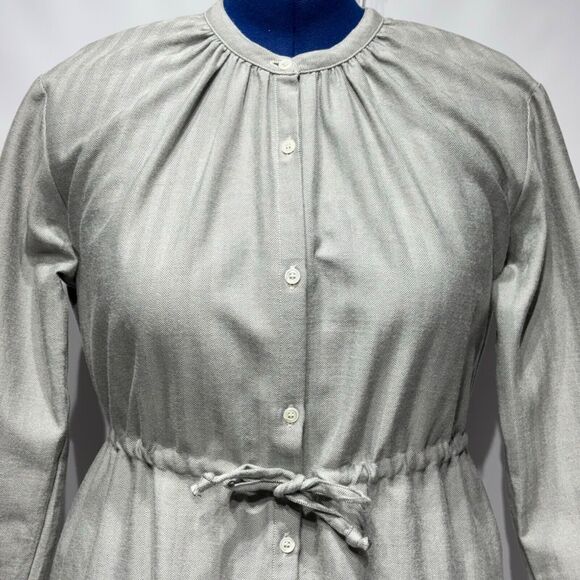 Gallego Desportes Gray Wool Oversized Victorian Style Long Sleeve Dress Women M - Picture 5 of 15